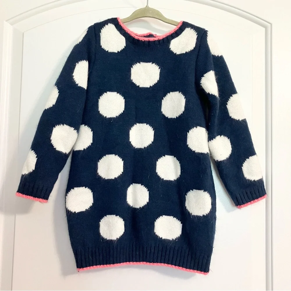 Gymboree Sweater Dress Bundle (2) Blue Polka Dot White Cable-Knit Girl’s Size 4T